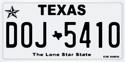 TX license plate DOJ5410