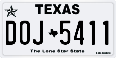 TX license plate DOJ5411