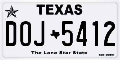 TX license plate DOJ5412