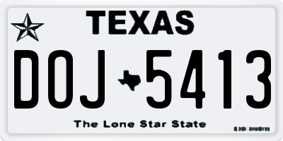 TX license plate DOJ5413