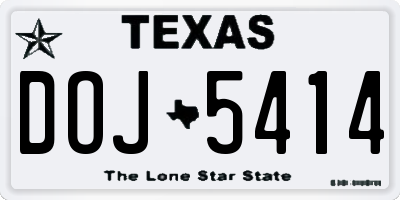 TX license plate DOJ5414