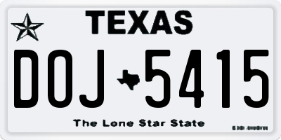 TX license plate DOJ5415