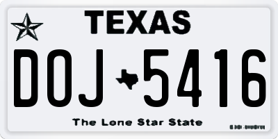 TX license plate DOJ5416
