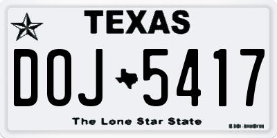 TX license plate DOJ5417