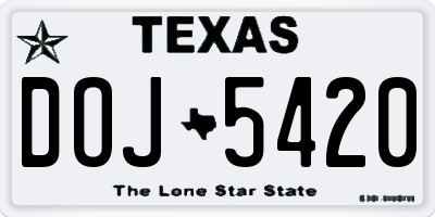 TX license plate DOJ5420
