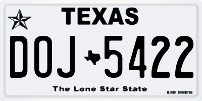 TX license plate DOJ5422