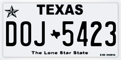 TX license plate DOJ5423