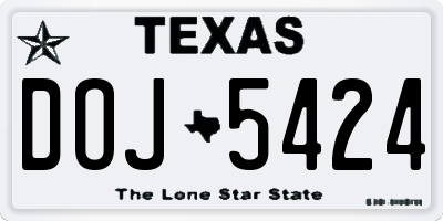 TX license plate DOJ5424