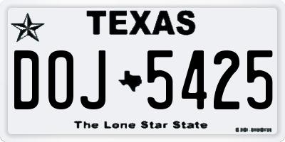 TX license plate DOJ5425