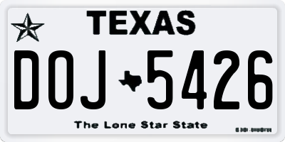 TX license plate DOJ5426