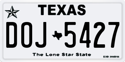 TX license plate DOJ5427