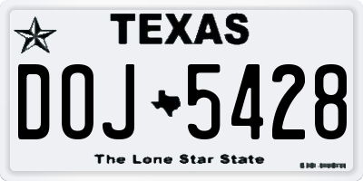 TX license plate DOJ5428