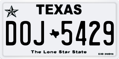 TX license plate DOJ5429
