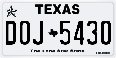 TX license plate DOJ5430