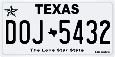 TX license plate DOJ5432