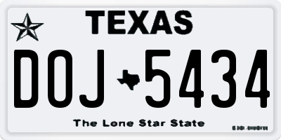 TX license plate DOJ5434