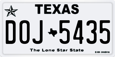 TX license plate DOJ5435