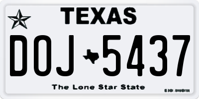 TX license plate DOJ5437