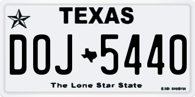 TX license plate DOJ5440