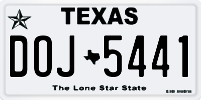 TX license plate DOJ5441