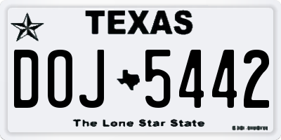 TX license plate DOJ5442