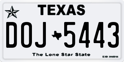 TX license plate DOJ5443