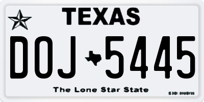 TX license plate DOJ5445