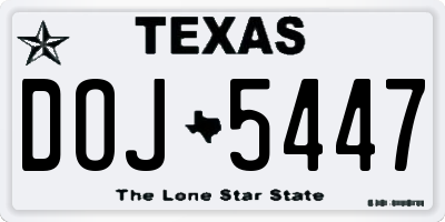 TX license plate DOJ5447