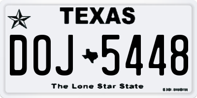 TX license plate DOJ5448