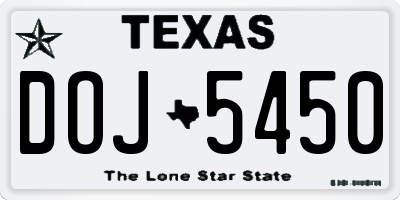TX license plate DOJ5450