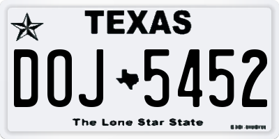 TX license plate DOJ5452