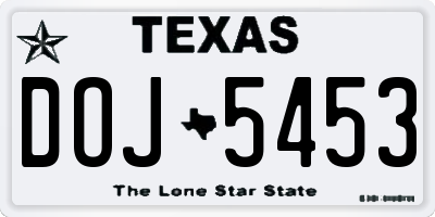 TX license plate DOJ5453