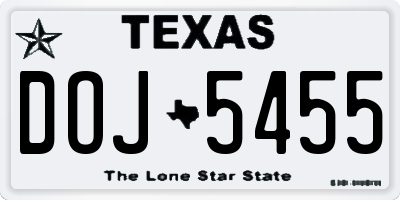 TX license plate DOJ5455
