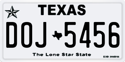 TX license plate DOJ5456