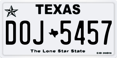 TX license plate DOJ5457