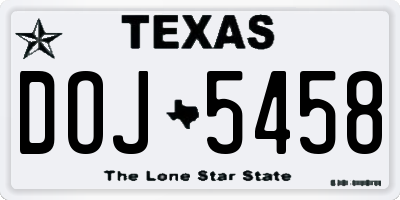 TX license plate DOJ5458