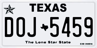 TX license plate DOJ5459