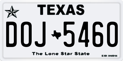 TX license plate DOJ5460