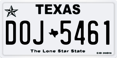 TX license plate DOJ5461