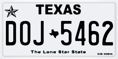 TX license plate DOJ5462
