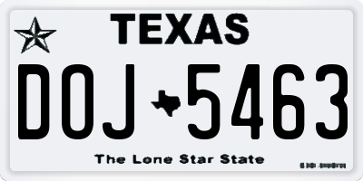 TX license plate DOJ5463