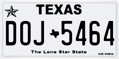 TX license plate DOJ5464