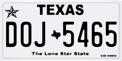 TX license plate DOJ5465