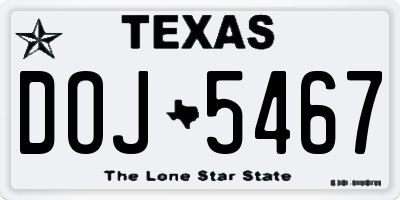 TX license plate DOJ5467