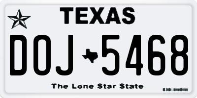 TX license plate DOJ5468