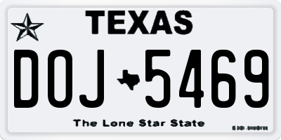TX license plate DOJ5469