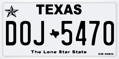 TX license plate DOJ5470