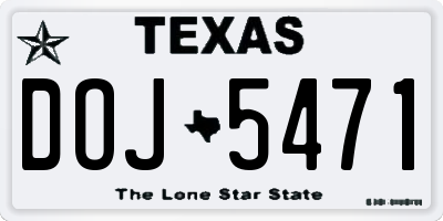 TX license plate DOJ5471