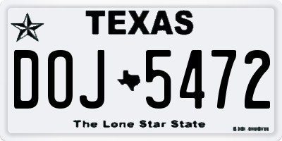 TX license plate DOJ5472
