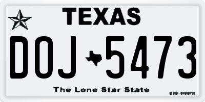 TX license plate DOJ5473